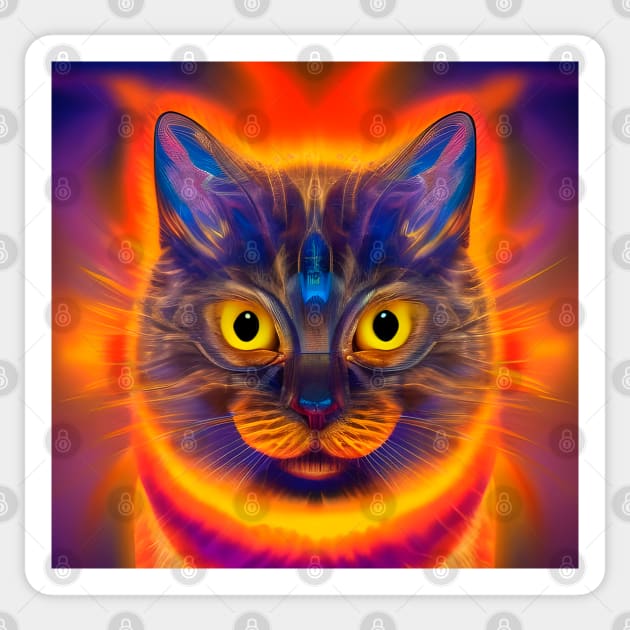 Kosmic Kitty (8) - Trippy Psychedelic Cat Sticker by TheThirdEye